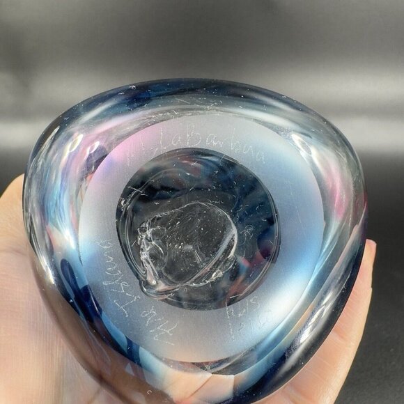 Fire Islands Signed Matthew Labarbera Glass Vase Triangular Glass Multicolor - Picture 6 of 16